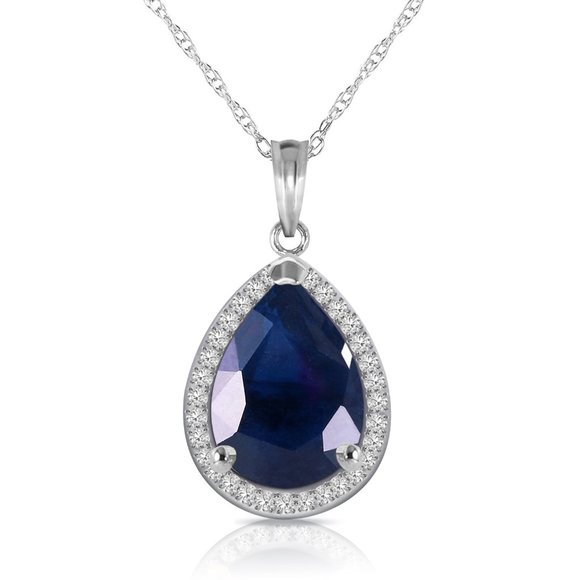 Galaxy Gold Products Jewelry - 14K. SOLID GOLD NECKLACE DIAMONDS & SAPPHIRE